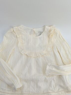 Max Studio Cream Ruffle Yoke Girls' Long Sleeve Top